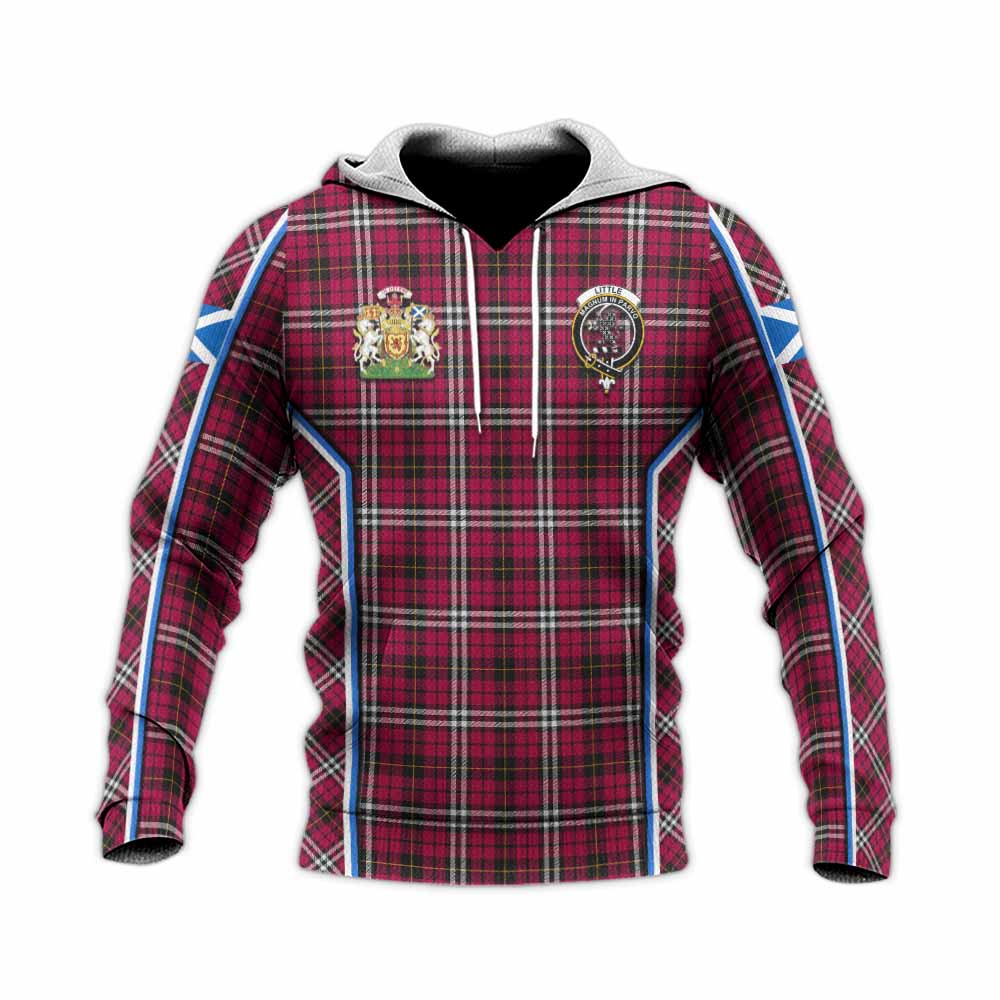 Little Tartan Crest Knitted Hoodie Scotland Coat of Arm Flag Style - Tartan Vibes Clothing