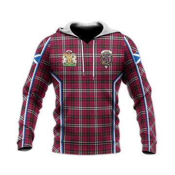Little Tartan Crest Knitted Hoodie Scotland Coat of Arm Flag Style