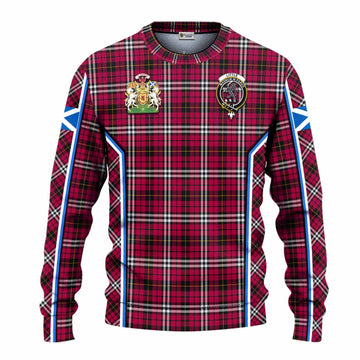Little Tartan Crest Knitted Sweater Scotland Coat of Arm Flag Style - Tartan Vibes Clothing