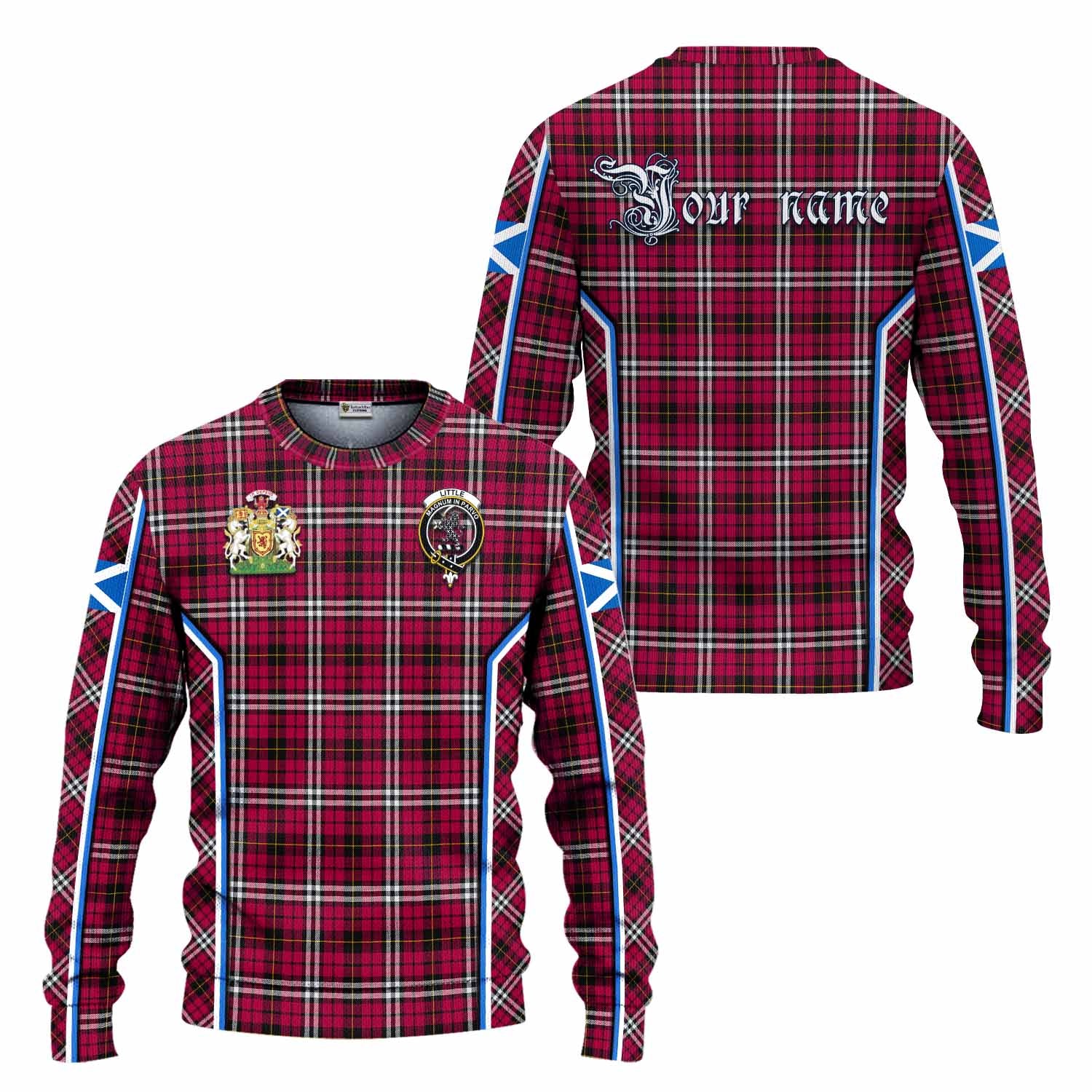 Little Tartan Crest Knitted Sweater Scotland Coat of Arm Flag Style - Tartan Vibes Clothing