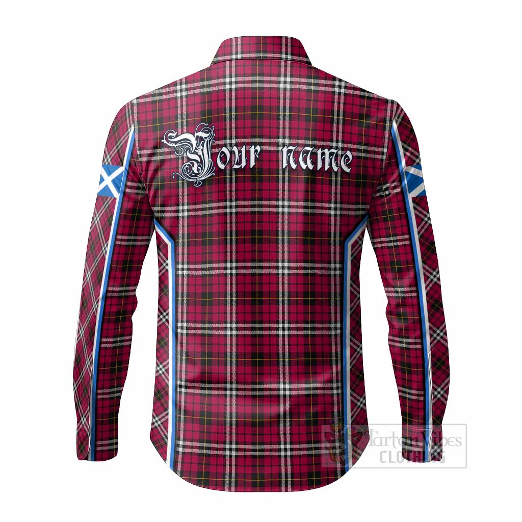 Little Tartan Crest Long Sleeve Button Shirts Scotland Coat of Arm Flag Style - Tartan Vibes Clothing
