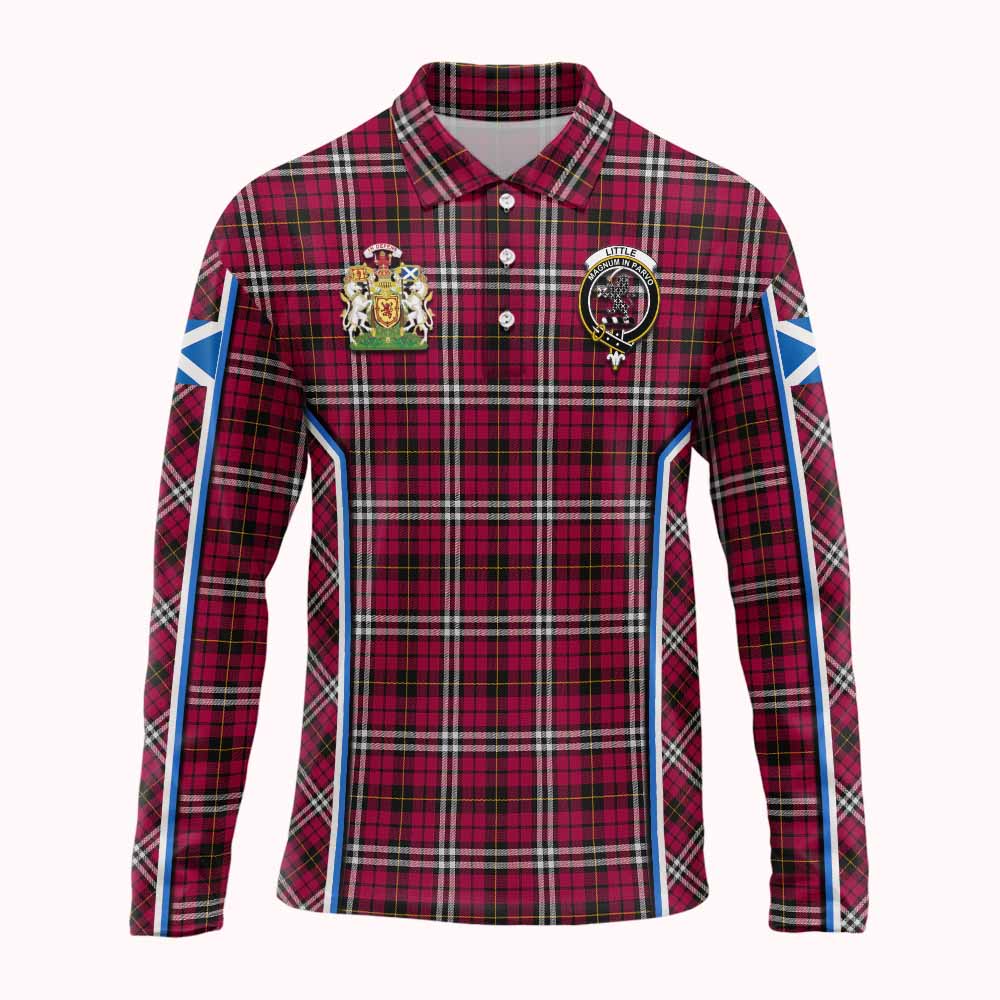 Little Tartan Crest Long Sleeve Polo Shirt Scotland Coat of Arm Flag Style - Tartan Vibes Clothing
