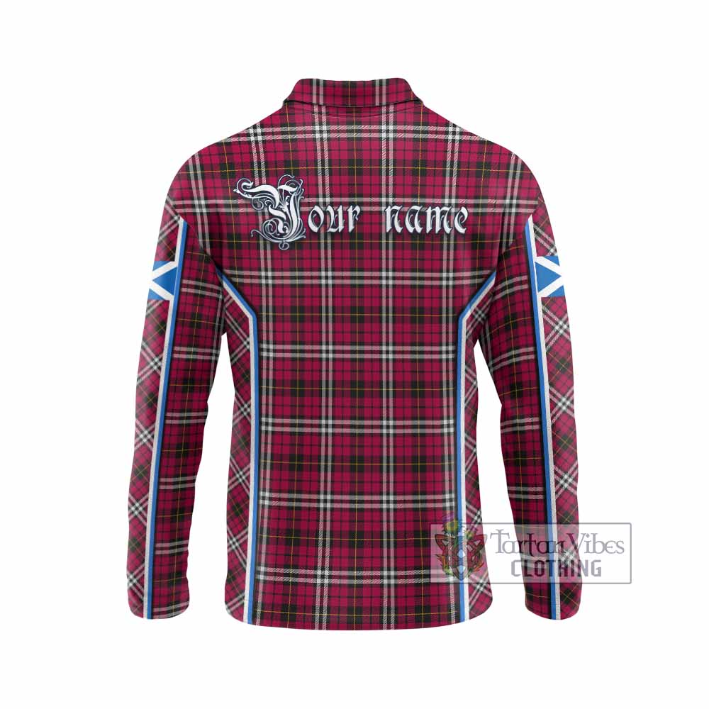 Little Tartan Crest Long Sleeve Polo Shirt Scotland Coat of Arm Flag Style - Tartan Vibes Clothing