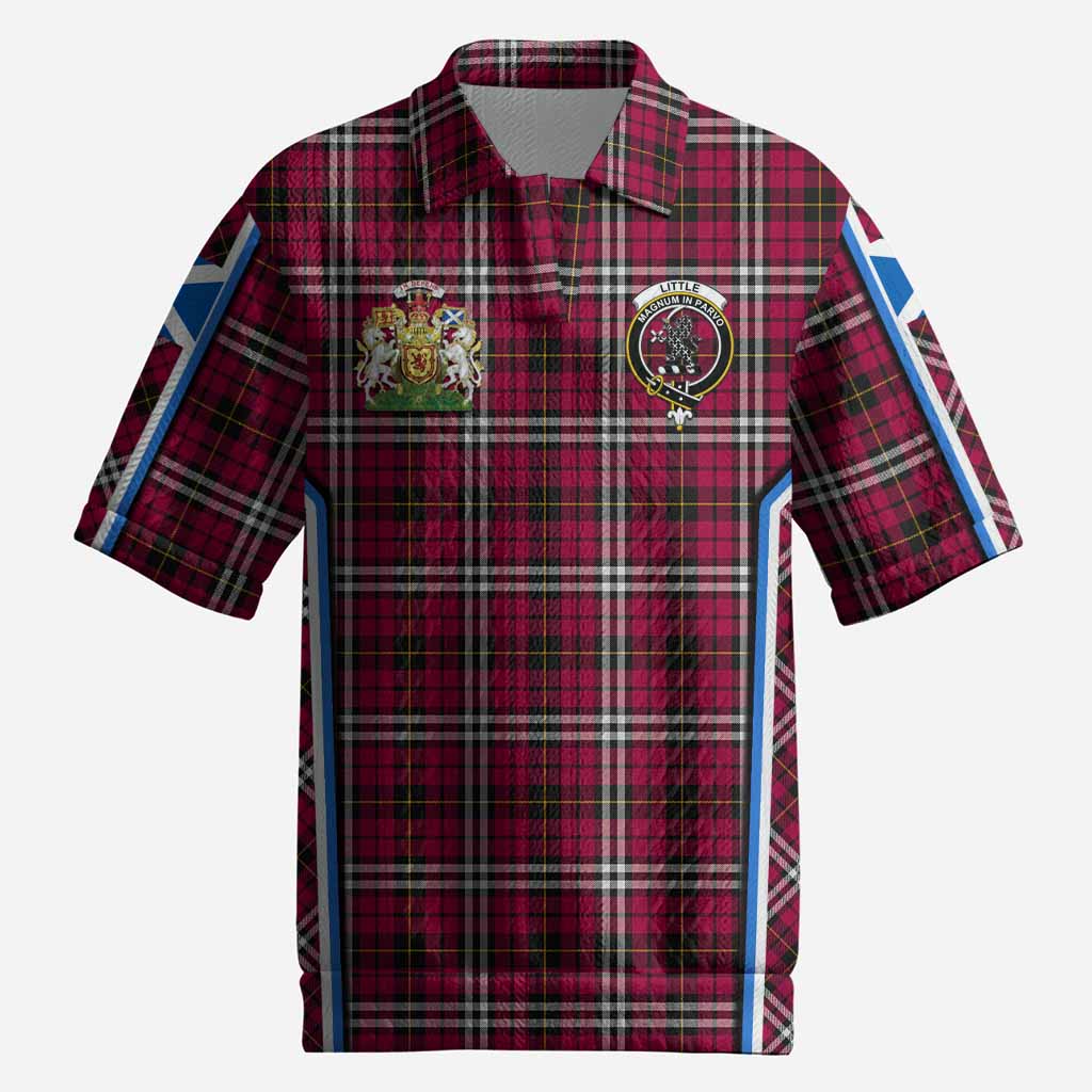 Little Tartan Crest Men’s Polo Sweater Top Scotland Coat of Arm Flag Style
