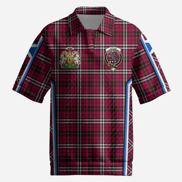 Little Tartan Crest Men’s Polo Sweater Top Scotland Coat of Arm Flag Style