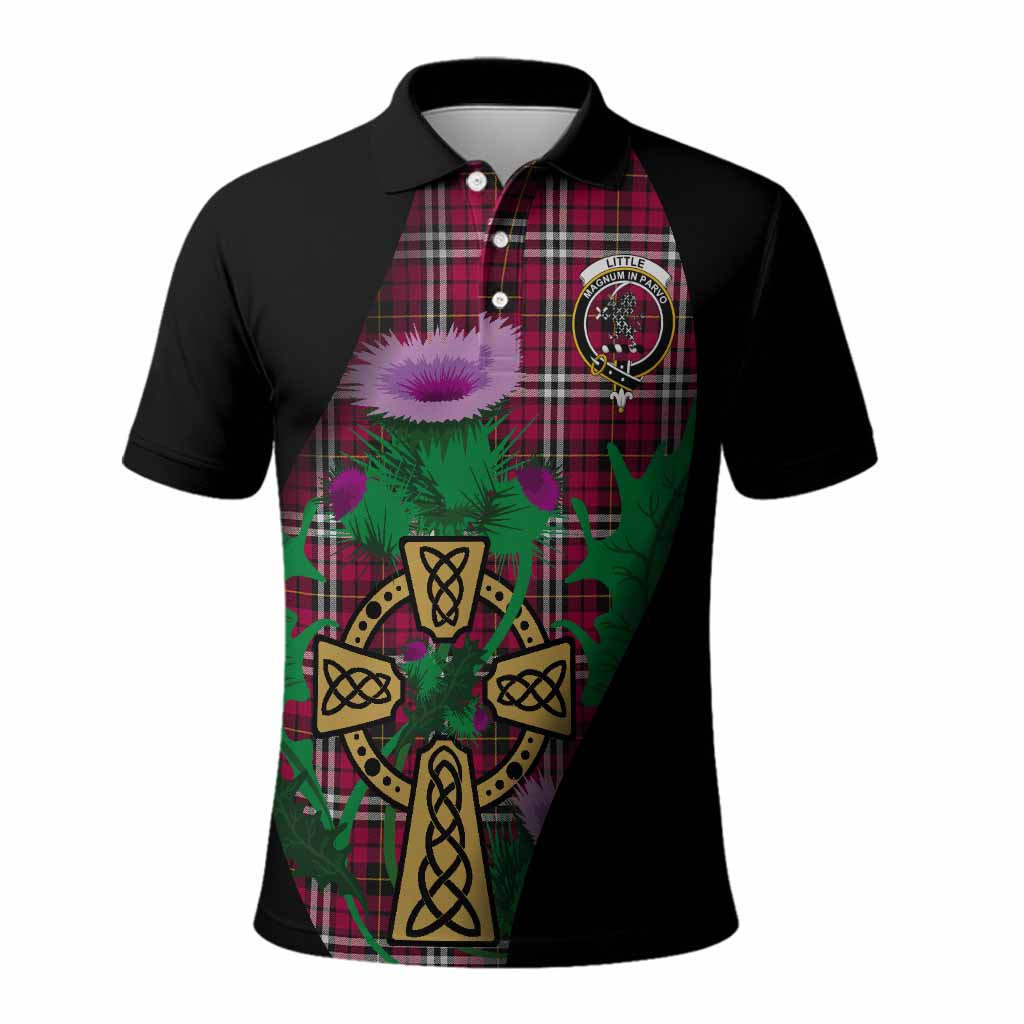 Little Tartan Crest Polo Shirt Celtic Cross Thistle Flowers