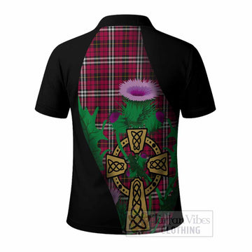 Little Tartan Crest Polo Shirt Celtic Cross Thistle Flowers