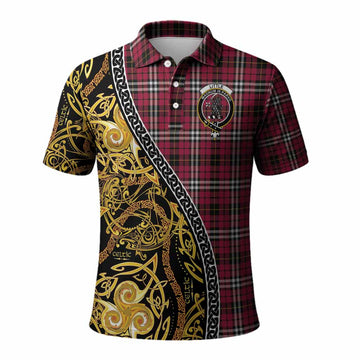 Little Tartan Crest Polo Shirt Celtic Knot and Triple Trickle Spiral Symbols