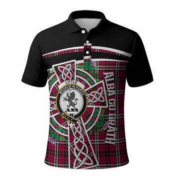 Little Tartan Crest Polo Shirt Scottish Thistle Celtic Cross Alba Gu Brath
