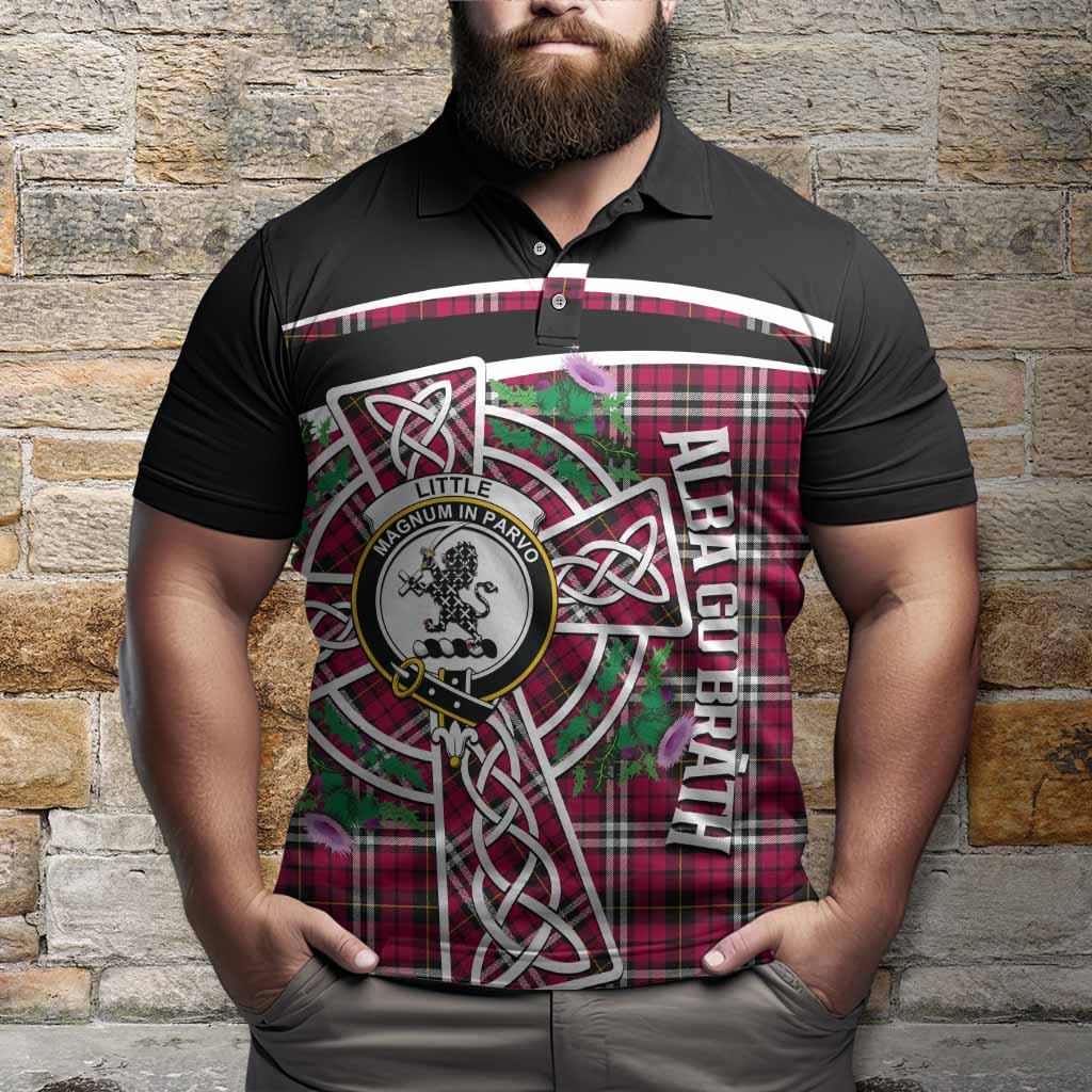 Little Tartan Crest Polo Shirt Scottish Thistle Celtic Cross Alba Gu Brath