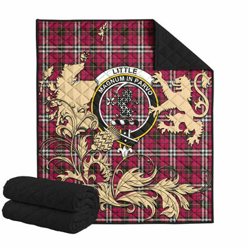 Little Tartan Crest Premium Quilt with Scottish Iconic Symbols 