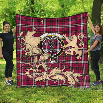 Little Tartan Crest Premium Quilt with Scottish Iconic Symbols 