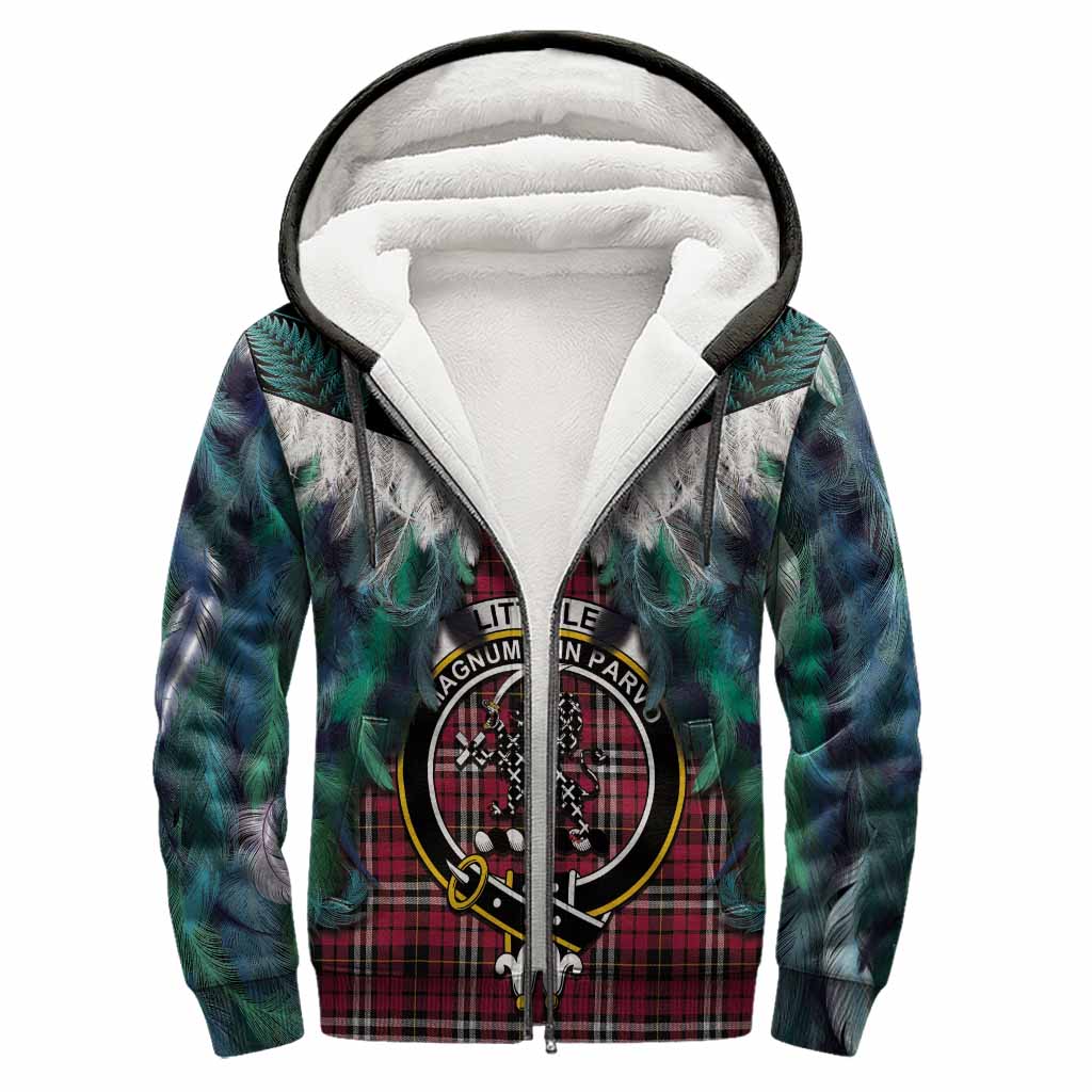 Little Tartan Crest Sherpa Hoodie New Zealand Maori Korowai Cloak