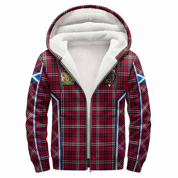 Little Tartan Crest Sherpa Hoodie Scotland Coat of Arm Flag Style