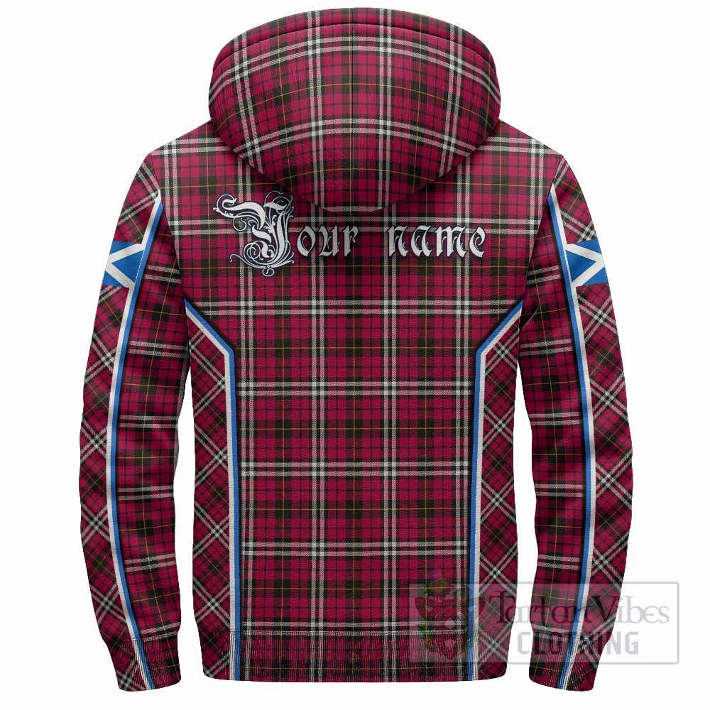 Little Tartan Crest Sherpa Hoodie Scotland Coat of Arm Flag Style - Tartan Vibes Clothing