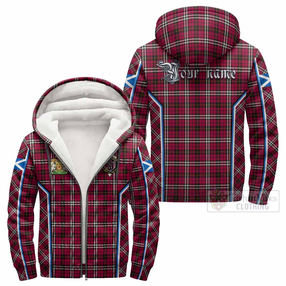 Little Tartan Crest Sherpa Hoodie Scotland Coat of Arm Flag Style - Tartan Vibes Clothing