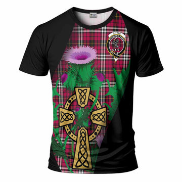 Little Tartan Crest T-Shirt Celtic Cross Thistle Flowers