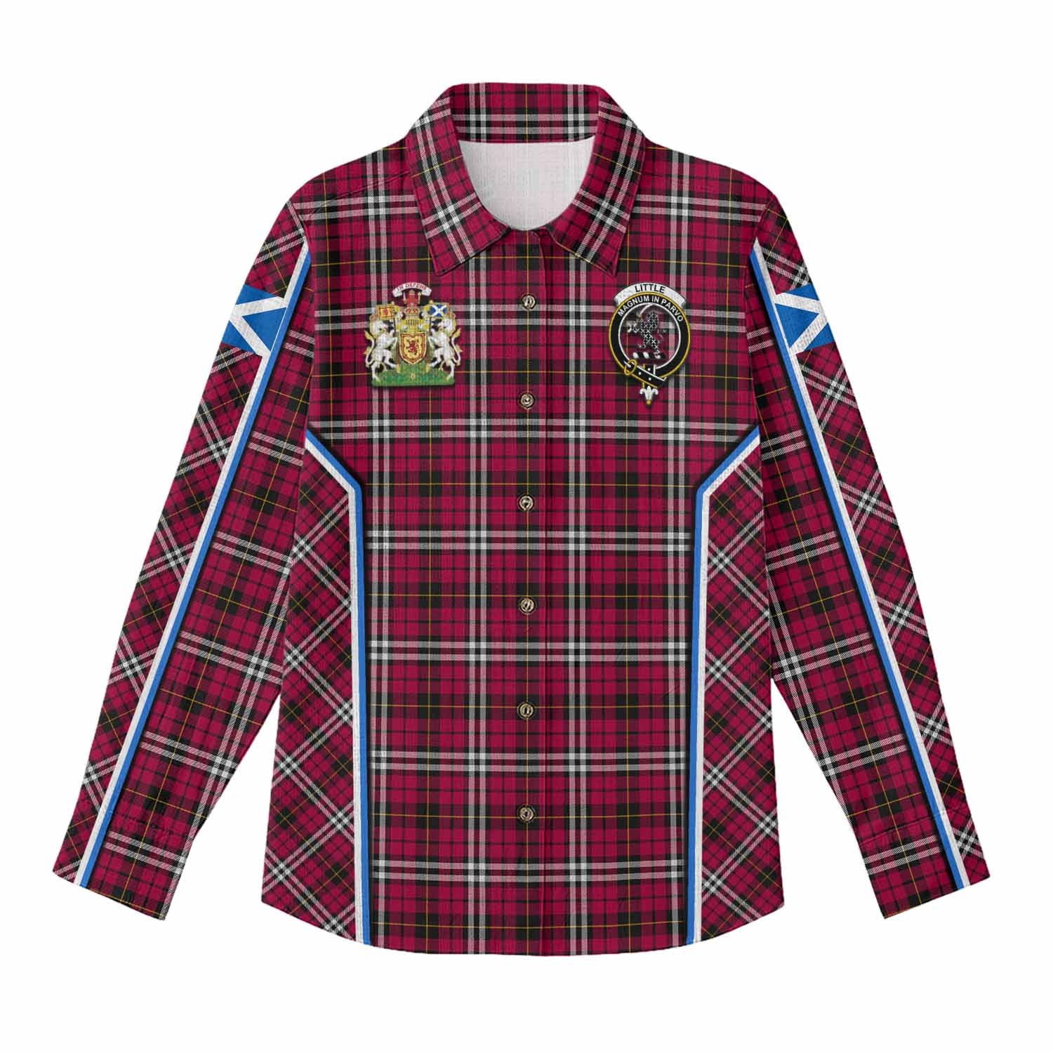 Little Tartan Crest Women Casual Shirt Scotland Coat of Arm Flag Style - Tartan Vibes Clothing