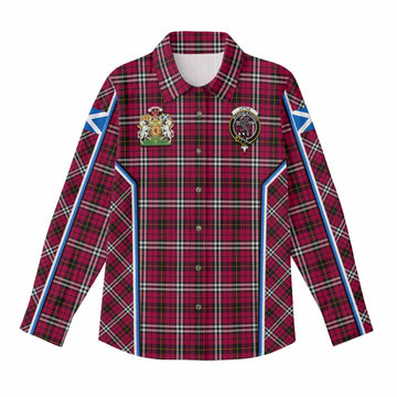Little Tartan Crest Women Casual Shirt Scotland Coat of Arm Flag Style - Tartan Vibes Clothing