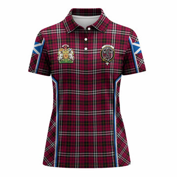 Little Tartan Crest Women's Polo Shirt Scotland Coat of Arm Flag Style