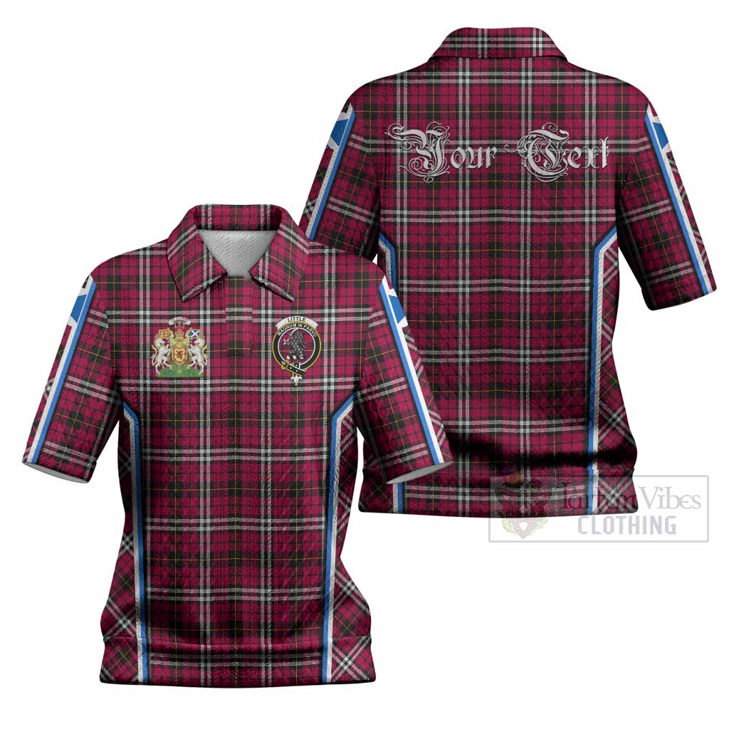Little Tartan Crest Women’s Polo Sweater Top Scotland Coat of Arm Flag Style