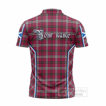 Little Tartan Crest Zipper Polo Shirt Scotland Coat of Arm Flag Style