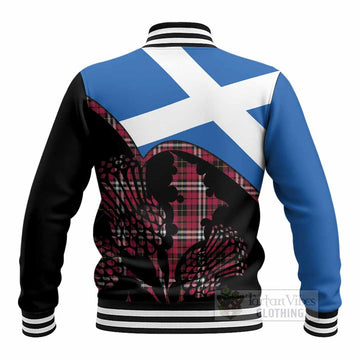 Little Tartan Family Crest Baseball Jacket Scotland Thistle Floral Flag Style