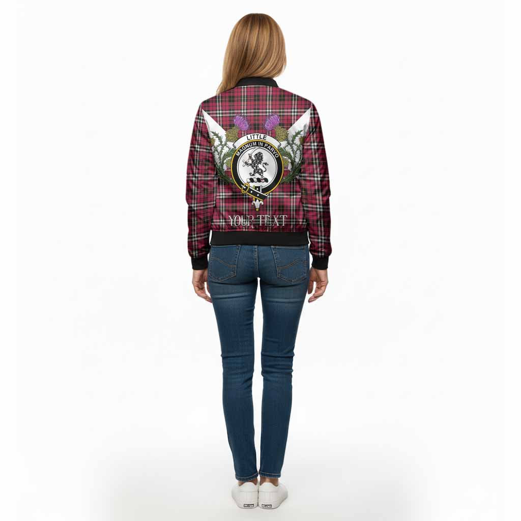 Little Tartan Family Crest Bomber Jacket Scottish Burns Night Thistle Floral