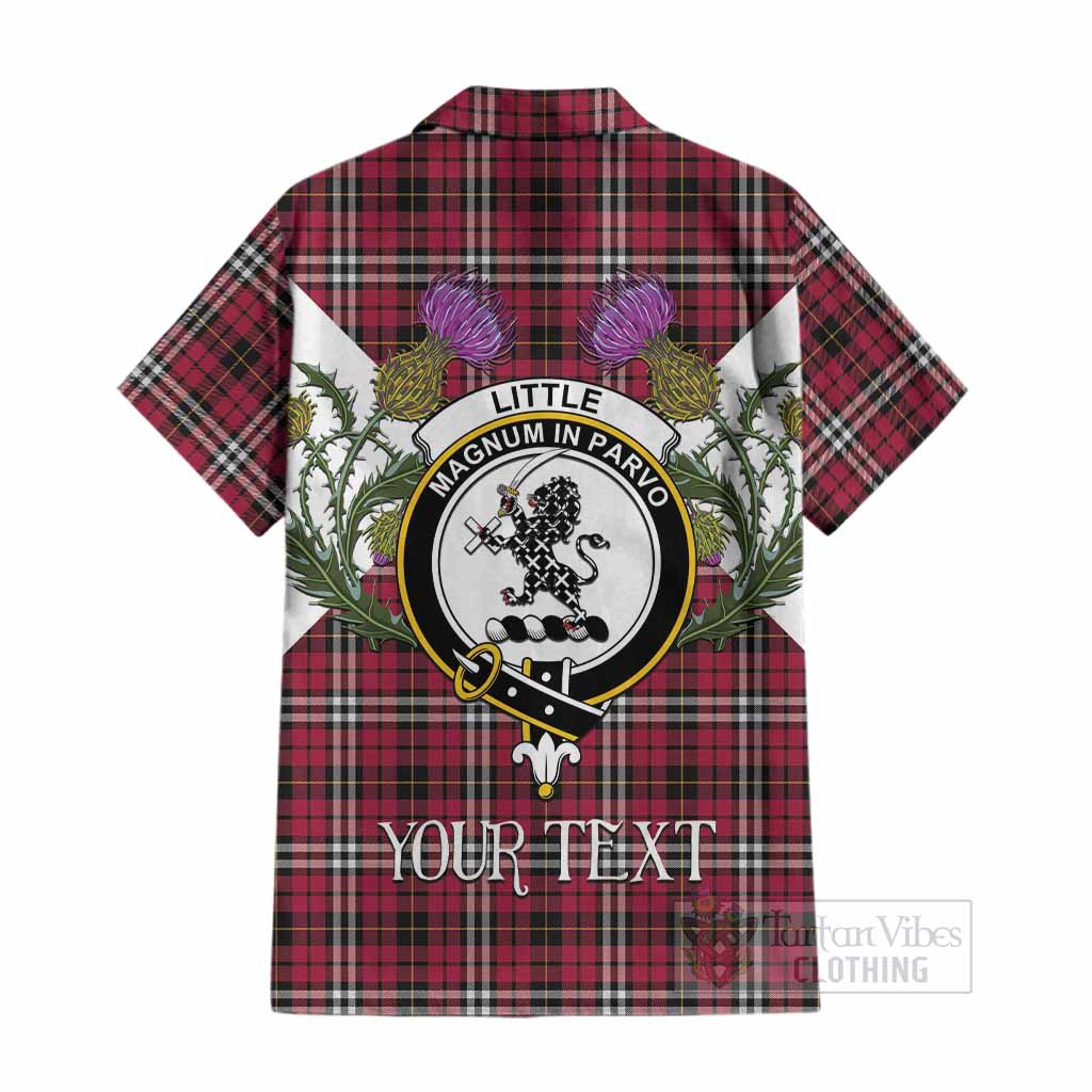 Little Tartan Family Crest Cotton Hawaiian Shirt Scottish Burns Night Thistle Floral