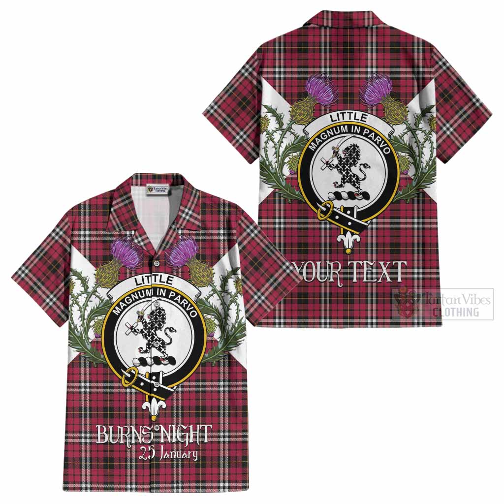 Little Tartan Family Crest Cotton Hawaiian Shirt Scottish Burns Night Thistle Floral