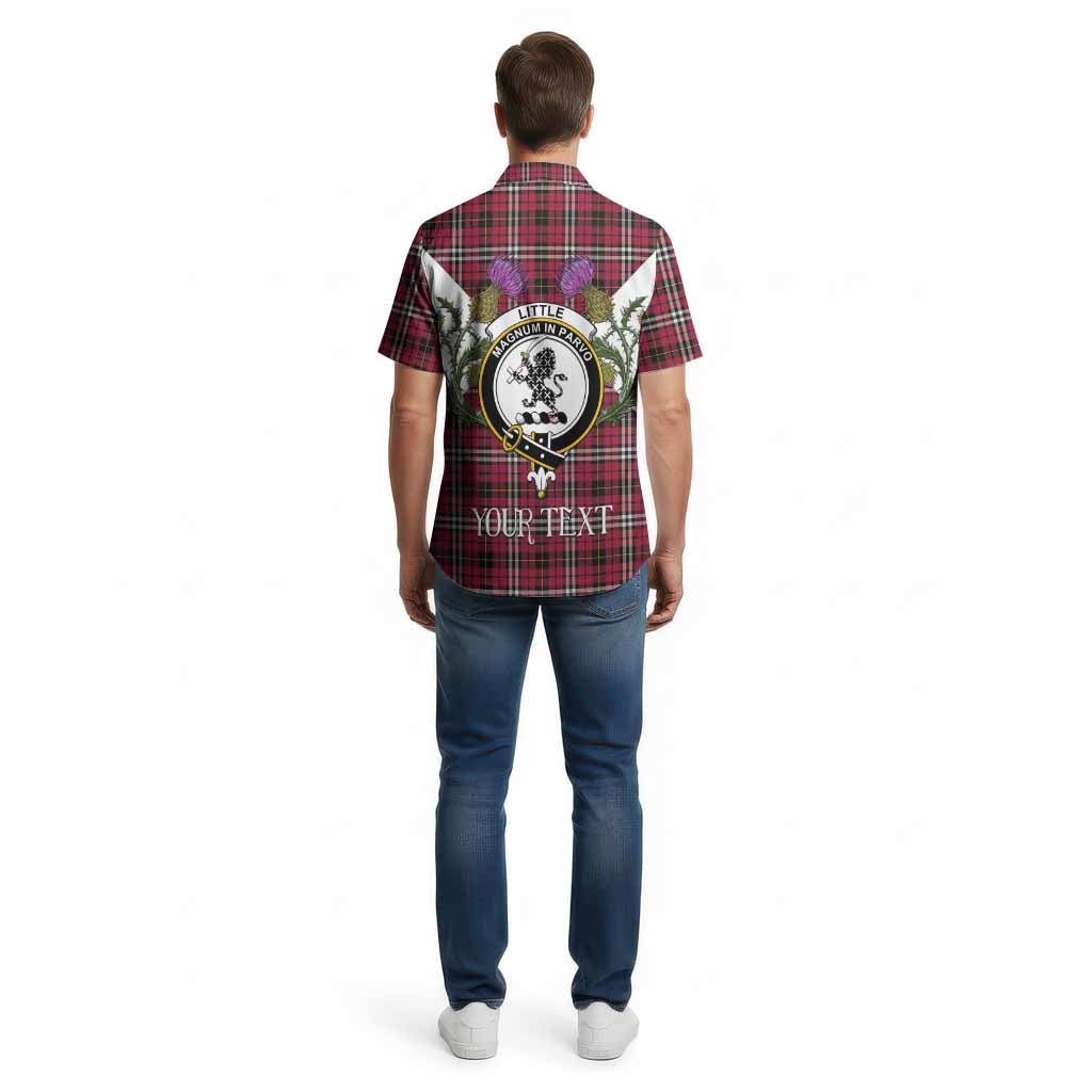 Little Tartan Family Crest Cotton Hawaiian Shirt Scottish Burns Night Thistle Floral