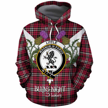 Little Tartan Family Crest Cotton Hoodie Scottish Burns Night Thistle Floral