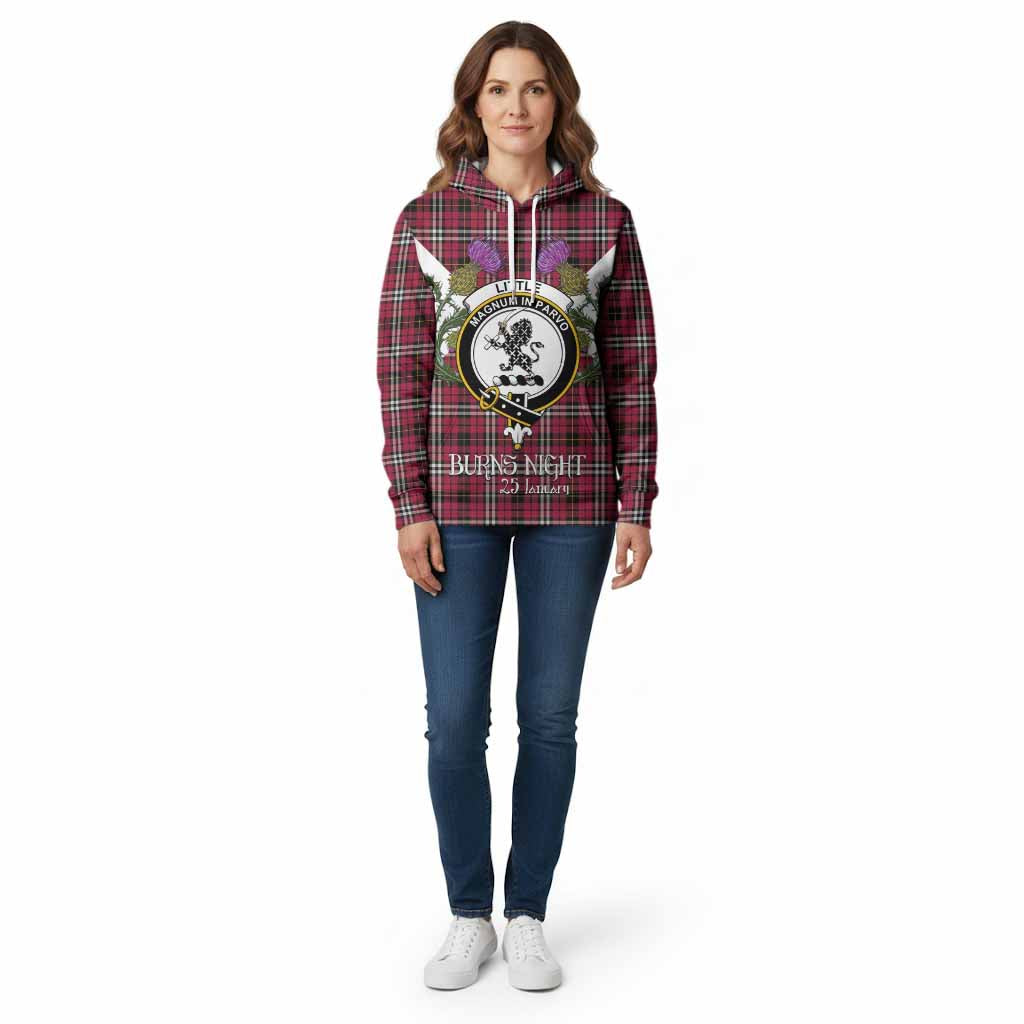 Little Tartan Family Crest Cotton Hoodie Scottish Burns Night Thistle Floral