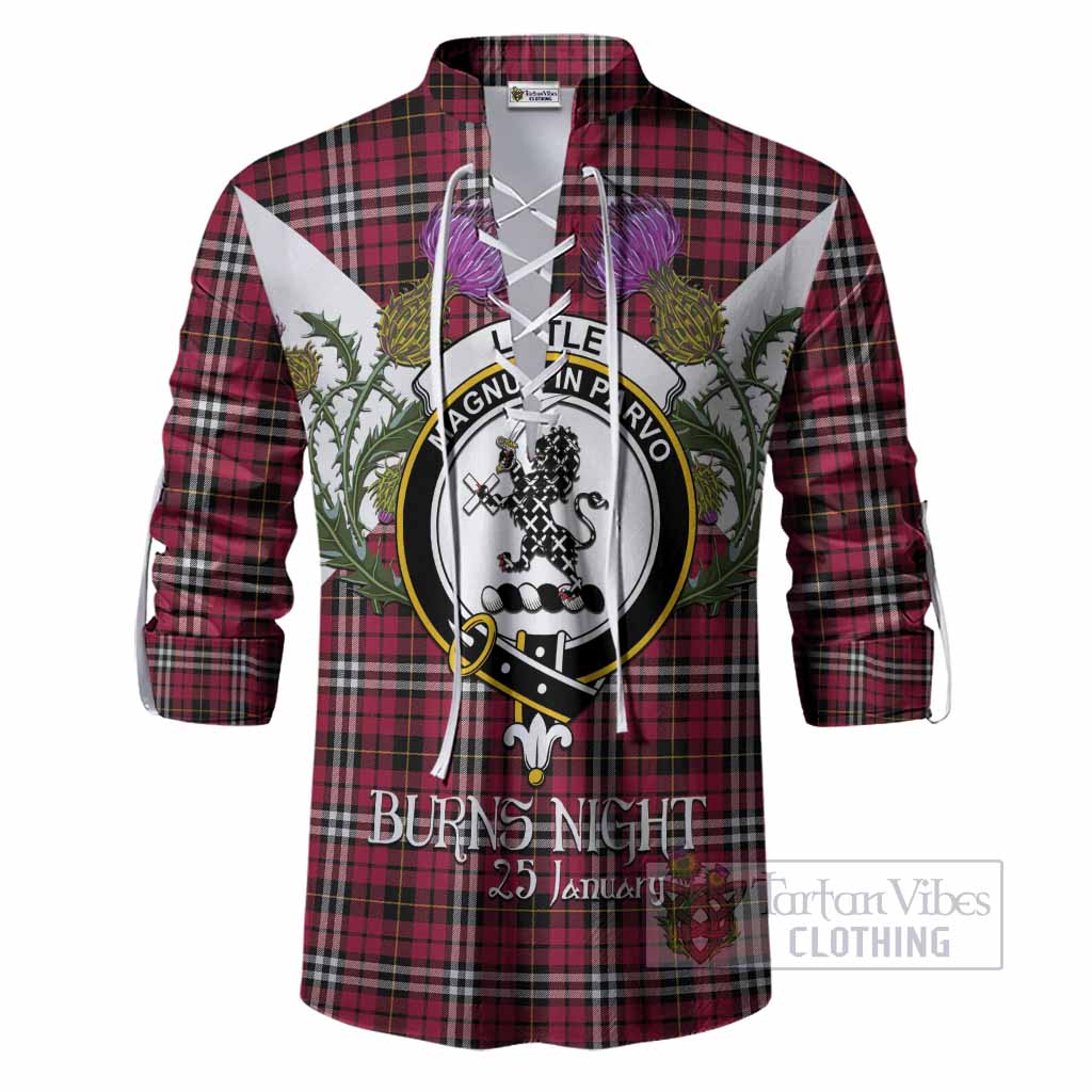 Little Tartan Family Crest Ghillie Shirt Scottish Burns Night Thistle Floral
