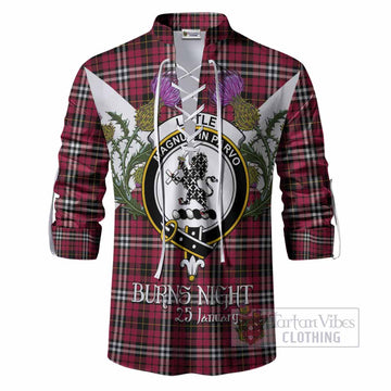 Little Tartan Family Crest Ghillie Shirt Scottish Burns Night Thistle Floral