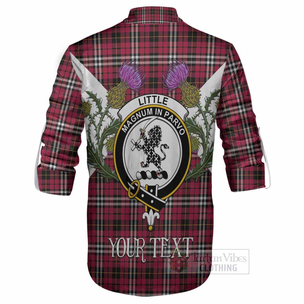 Little Tartan Family Crest Ghillie Shirt Scottish Burns Night Thistle Floral