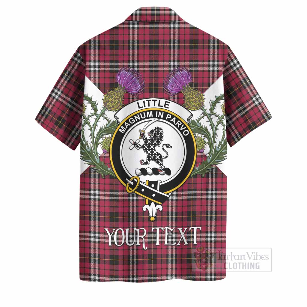 Little Tartan Family Crest Hawaiian Shirt Scottish Burns Night Thistle Floral