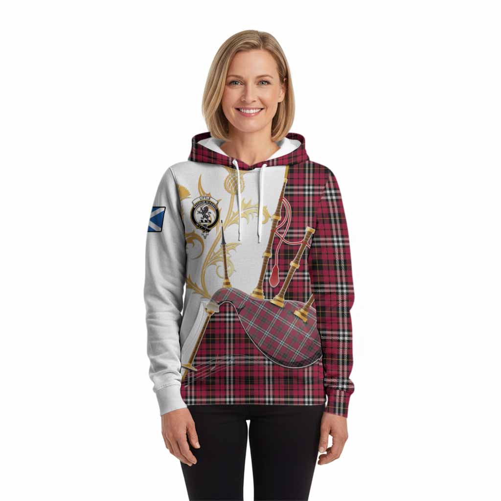 Little Tartan Family Crest Hoodie Bagpipes with Scottish Thistle