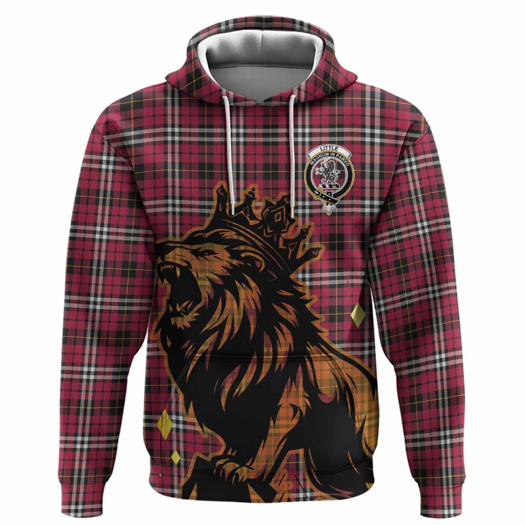 Little Tartan Family Crest Hoodie Crowned Lion Roaring