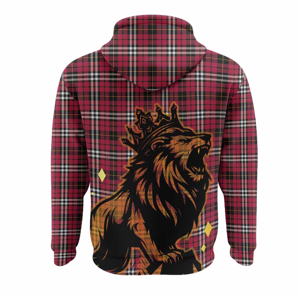 Little Tartan Family Crest Hoodie Crowned Lion Roaring