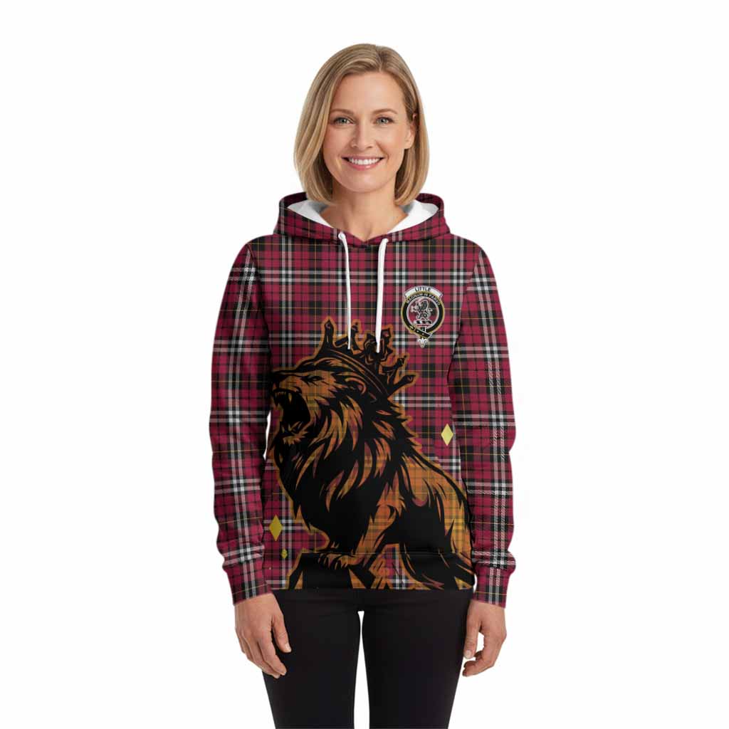 Little Tartan Family Crest Hoodie Crowned Lion Roaring