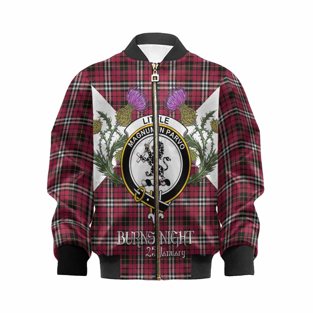Little Tartan Family Crest Kid Bomber Jacket Scottish Burns Night Thistle Floral