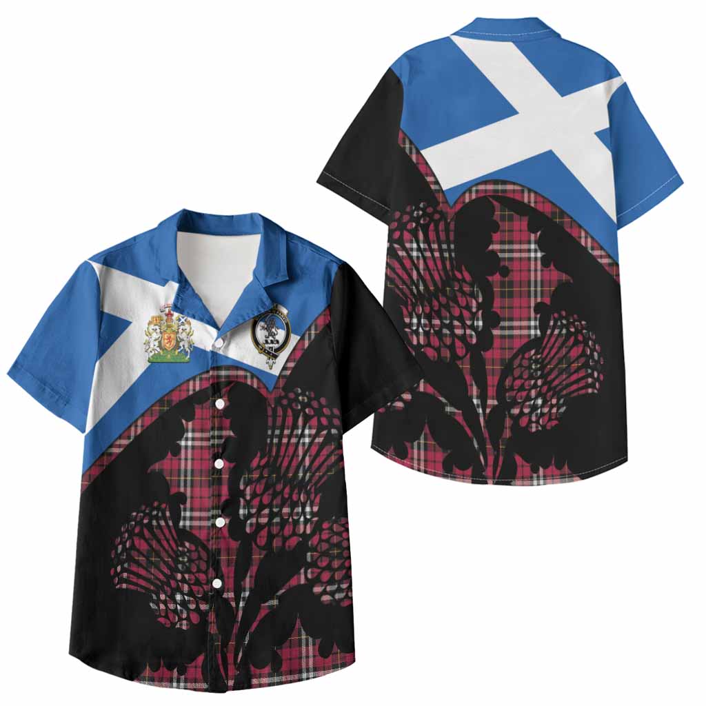 Little Tartan Family Crest Kid Hawaiian Shirt Scotland Thistle Floral Flag Style