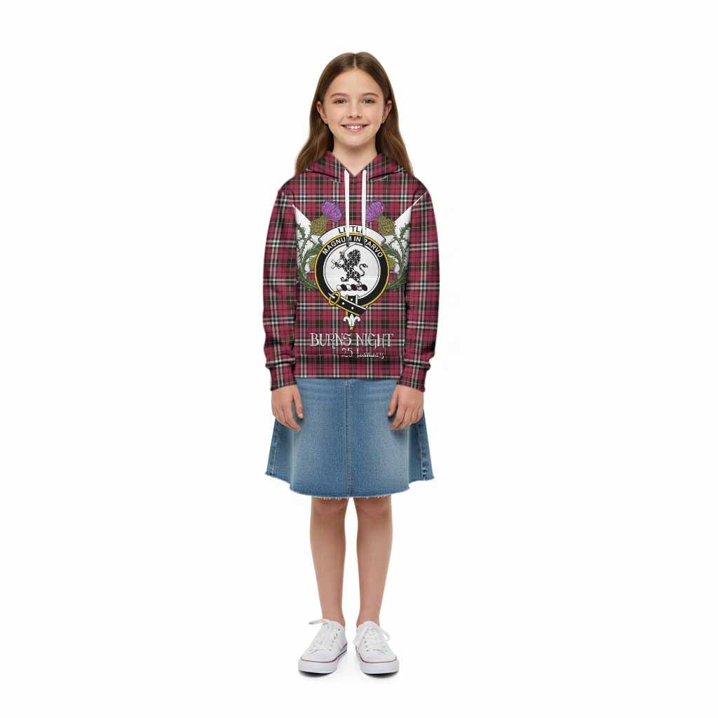 Little Tartan Family Crest Kid Hoodie Scottish Burns Night Thistle Floral