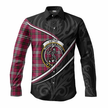 Little Tartan Family Crest Long Sleeve Button Shirts Celtic Scottish Thistle Floral