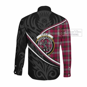 Little Tartan Family Crest Long Sleeve Button Shirts Celtic Scottish Thistle Floral