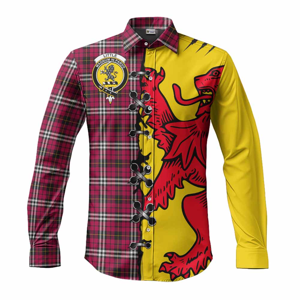 Little Tartan Family Crest Long Sleeve Button Shirts Lion Rampant Honor - Tartan Vibes Clothing