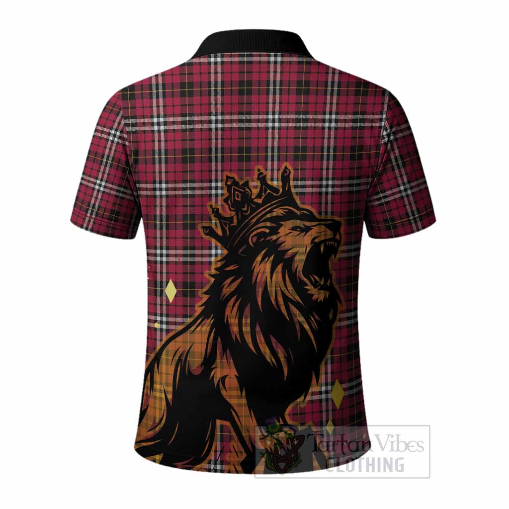 Little Tartan Family Crest Polo Shirt Crowned Lion Roaring