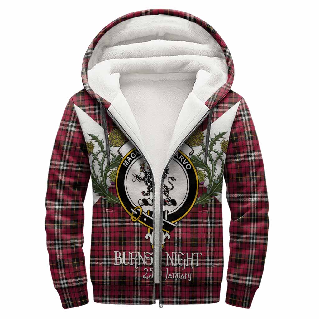 Little Tartan Family Crest Sherpa Hoodie Scottish Burns Night Thistle Floral