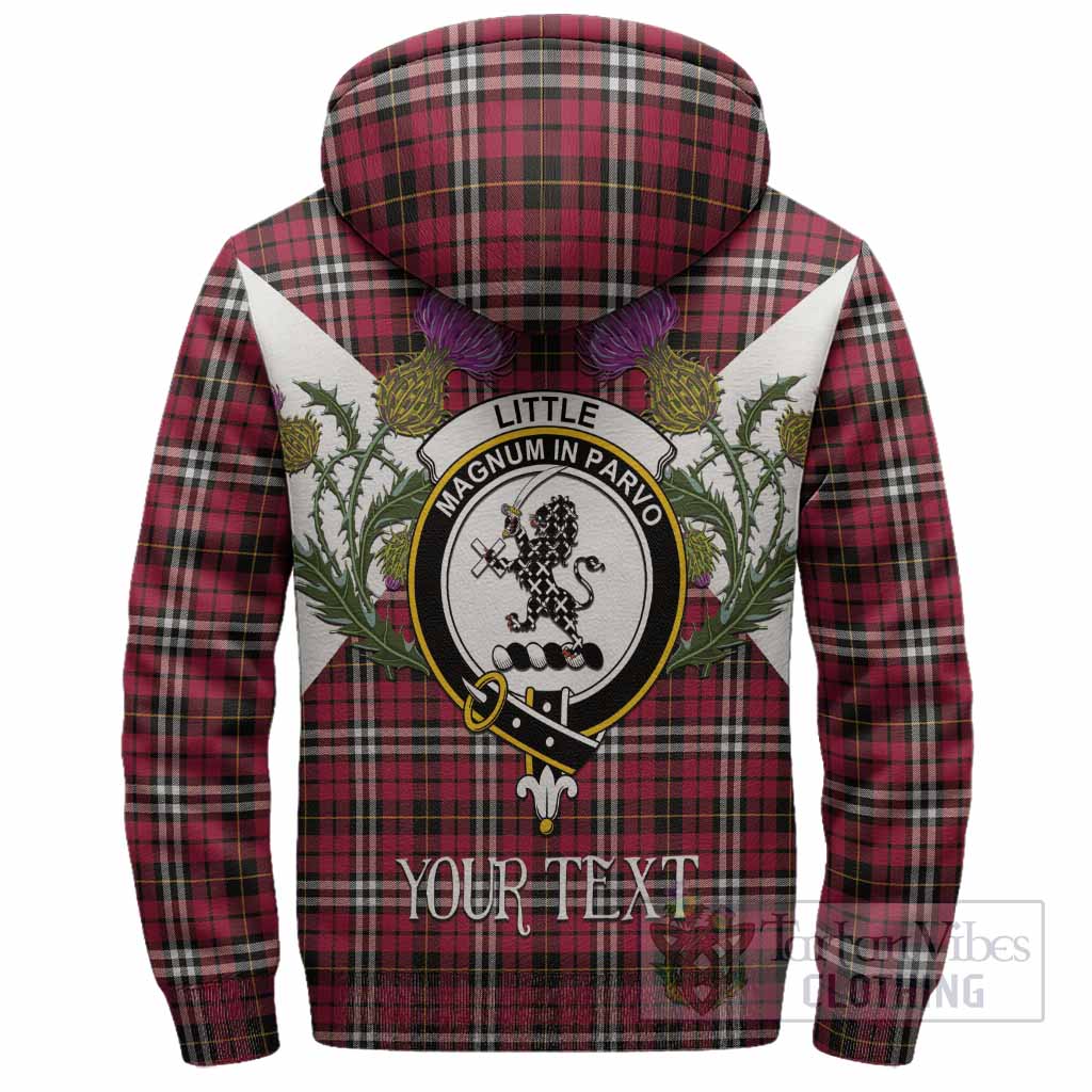 Little Tartan Family Crest Sherpa Hoodie Scottish Burns Night Thistle Floral